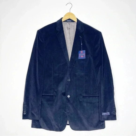 Saddlebred Corduroy Blazer Sport Coat Size 42 Long NWT Black - Picture 1 of 6